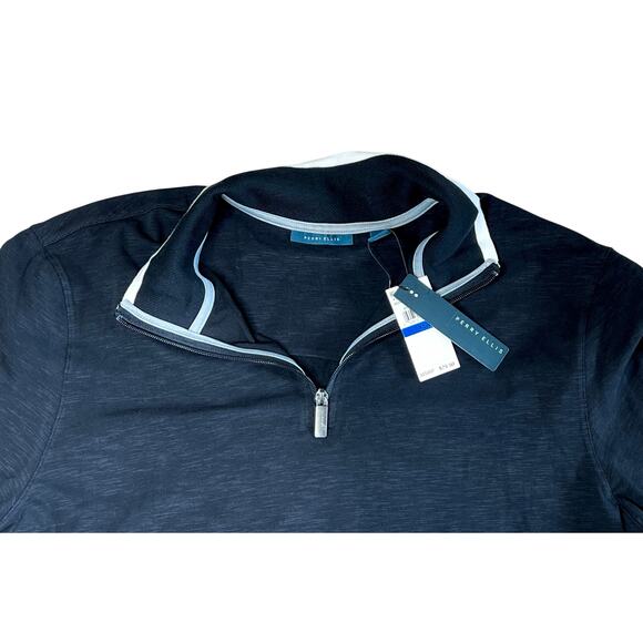 Perry‎ Ellis Black 1/4 Zip Up Polo Style Sweater X LARGE NWT 90s Inspired Casual - Picture 4 of 8